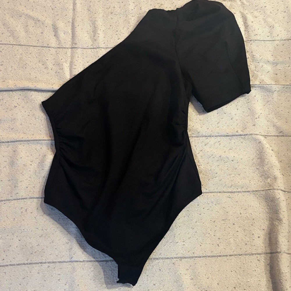 Free People Black One Shoulder Bodysuit